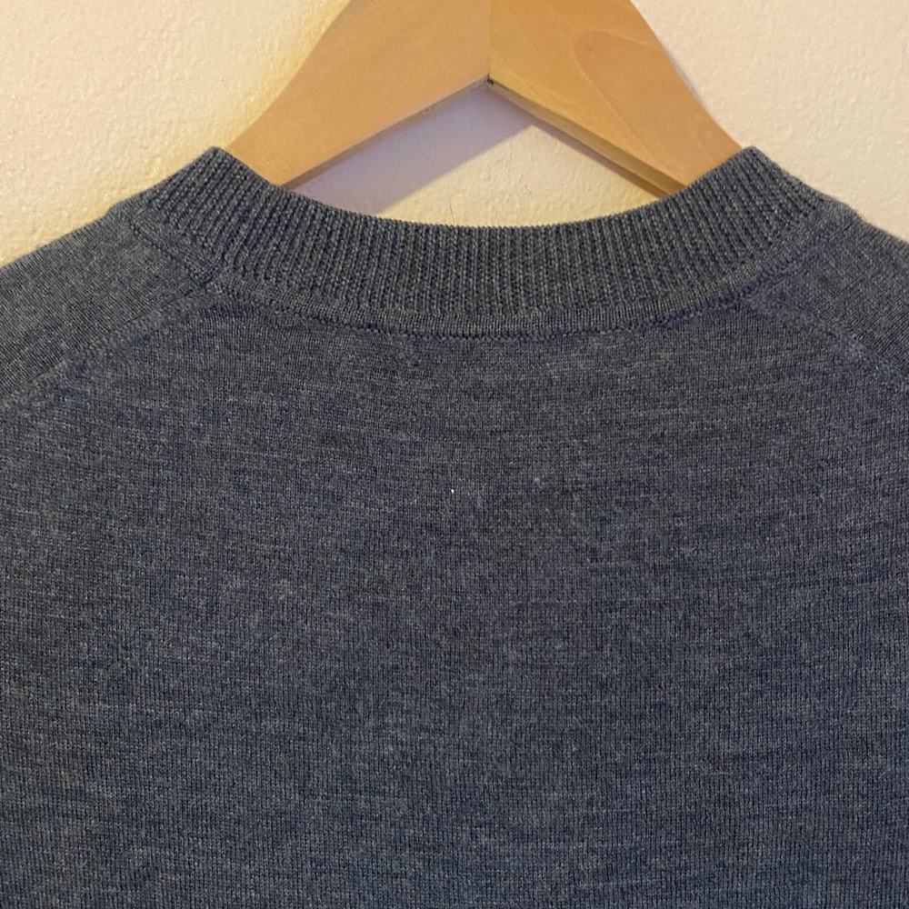 Tory Burch Kammy Grey Merino Wool Black Lace Sleeve Sweater Small - Picture 9 of 12